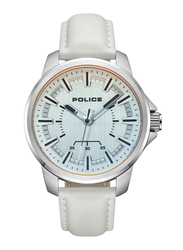 Police Mensor Analog Watch for Men with Leather Band, Water Resistant, PEWJA0004803, White