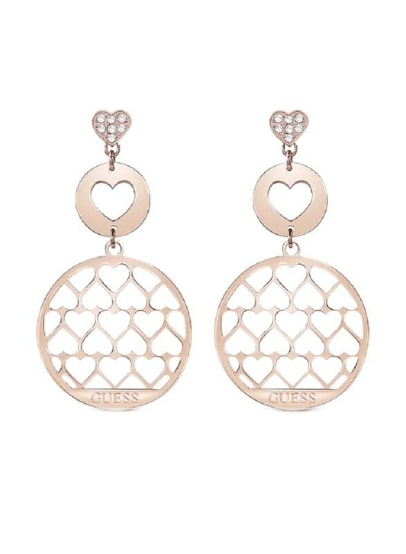 

Guess Rose Gold Heart Shape Designs Jamila Earrings For Women