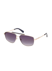 Guess Full-Rim Pilot Gold Sunglasses for Unisex, Grey Lens, GU00054 32B, 61/14