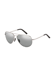 Porsche Design Aviator Full Rim Silver Sunglasses Unisex, Grey Lens, P8508-R-6212-140-V175