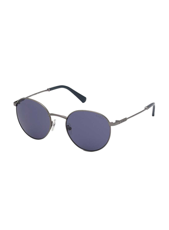 Guess Full Rim Round Dark Grey Sunglasses for Men, Blue Lens, GU00012 08V, 52/20
