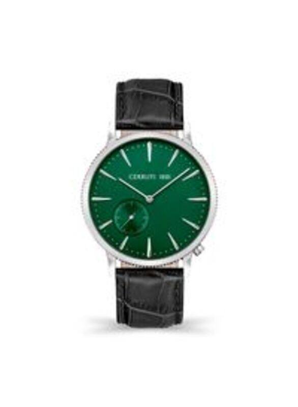 

Cerruti 1881 Analog Watch for Men with Leather Genuine Band, CIWGA2111504, Black-Green