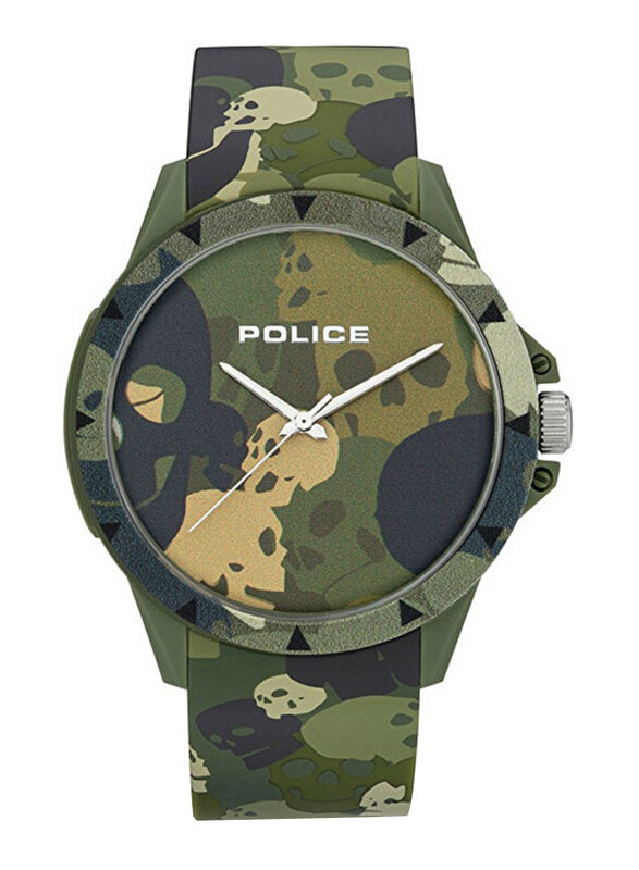 

Police Analog Watch for Men with Silicone Band, PEWUM2119563, Green