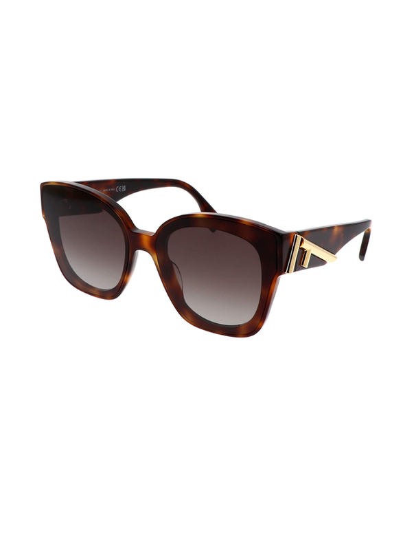 Fendi Full-Rim Square Tortoise Sunglasses for Women, Brown Lens, Fe40098i 53b, 63/15/140