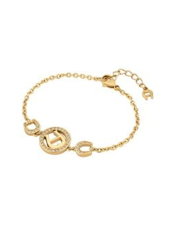 Aigner Gold Plated A-Logo and Horseshoes Chain Bracelet for Women with Crystal, M AJ670138, Gold