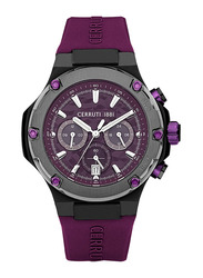 Cerruti 1881 Lucardo Analog Watch for Men with Silicone Band, Water Resistant with Chronograph, CIWGQ2224305, Purple