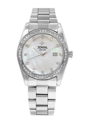 Jovial Analog Watch for Women with Stainless Steel Band, Water Resistant, 9157LSMQ01ZE, White-Silver