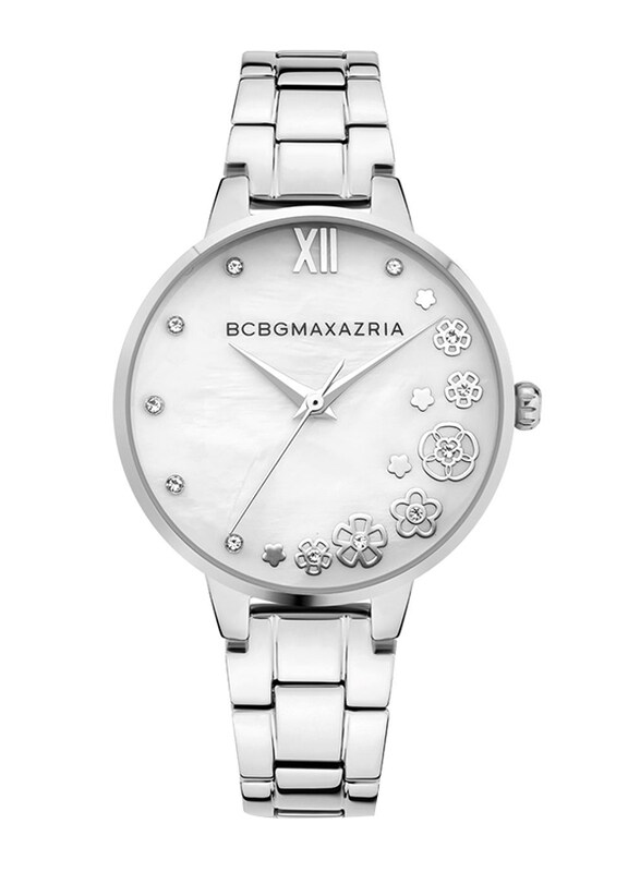 

Bcbgmaxazria BCBG Maxazria Analog Watch for Women with Stainless Steel Band, Water Resistant, BAWLG2133601, Silver-White