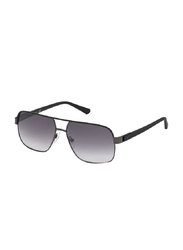 Guess Full Rim Pilot Black Sunglasses for Men, Grey Lens, GU00016 08C, 58/14