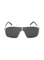 Momo Design Full Rim Aviator Silver Sunglasses for Men, Black Lens, 15/61