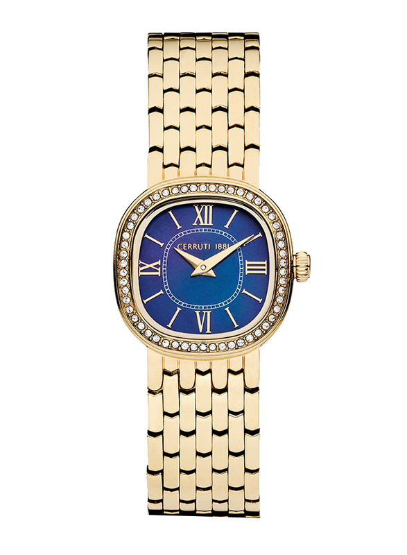 Cerruti 1881 Analog Watch for Women with Stainless Steel Band, Water Resistant, CIWLG0008602, Gold-Blue