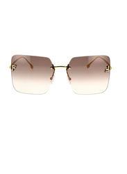 Fendi Rimless Geometric Silver Sunglasses for Women, Brown Lens, Fe4082us 16z, 59/15/135
