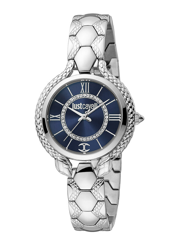 

Just Cavalli Analog Watch for Women with Stainless Steel Band, Water Resistant, JC1L046M0245, Silver-Blue