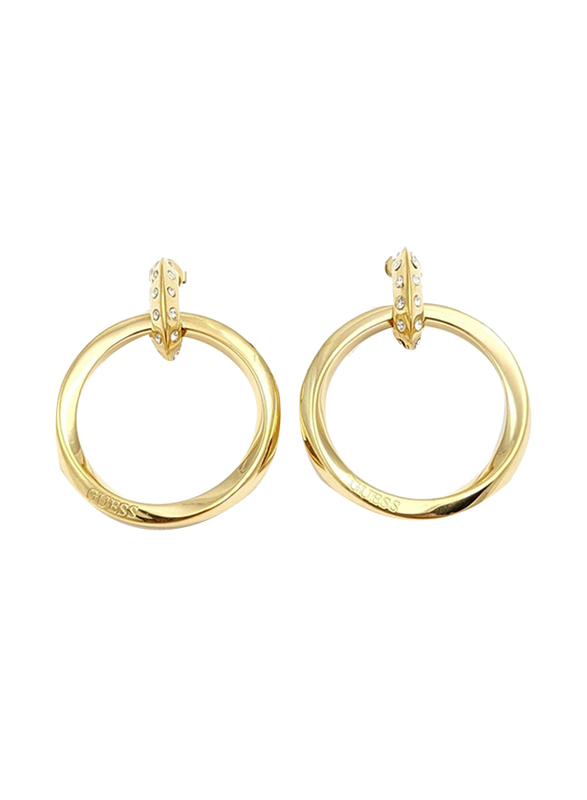 Guess Gold Steel Hoop Earrings For Women