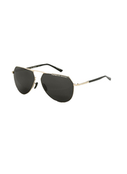 Porsche Design Full Rim Pilot Gold Sunglasses for Men, Black Lens, 12/62