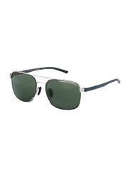 Porsche Design Full Rim Pilot Silver Sunglasses for Men, Green Lens, P8922 B, 59/18/140