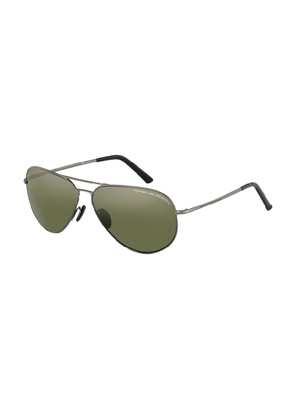 Porsche Design Full Rim Aviator Grey Sunglasses for Men, Green Lens, P8508 U, 62/12