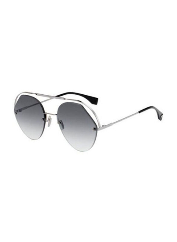 

Fendi Round Full Rim Silver Sunglasses for Women, Grey Lens, FF 0326/S KB790