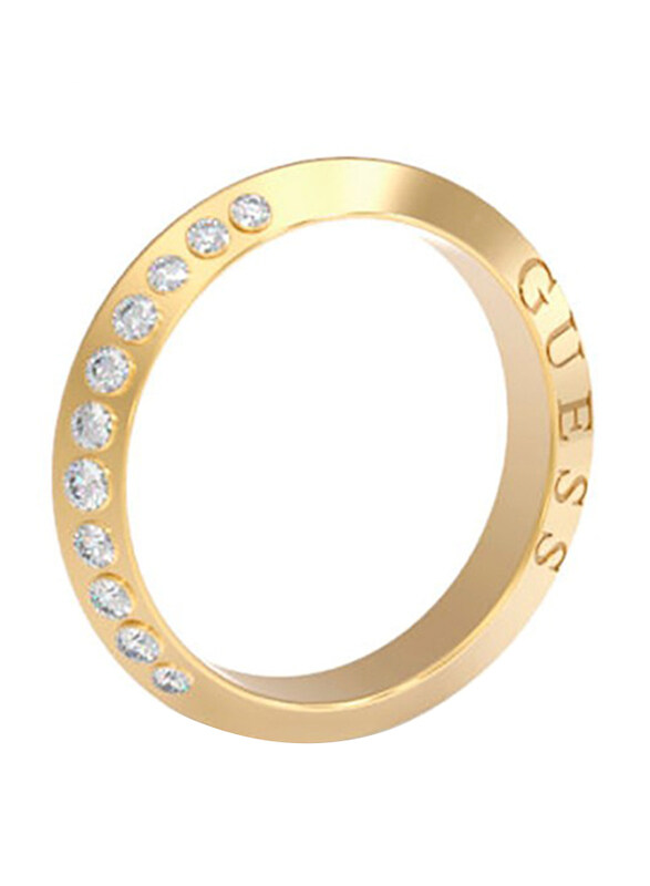 

Guess Band Ring for Women with Crystal Stone, Gold, EU 54