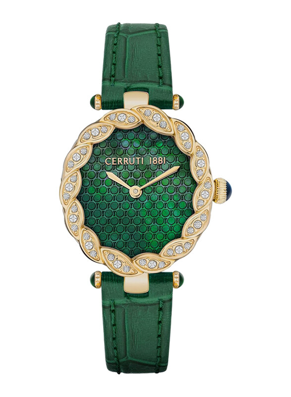 

Cerruti 1881 Analog Watch for Women with Leather Band, CIWLA2111303, Green