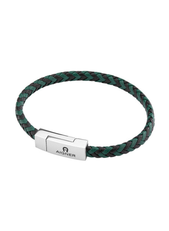 Aigner Stainless Steel Fashion Braided Bracelet for Men, M AJ77073, Green