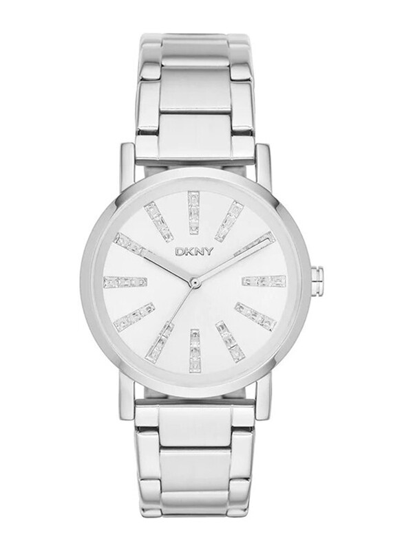 

DKNY Soho Watch for Women with Stainless Steel Band, Water Resistant, NY2416, Silver-White