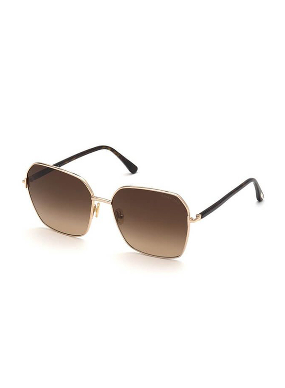 Tom Ford Full Rim Irregular Dark Brown Sunglasses for Women, Brown Lens, TF839, 01B 62-16