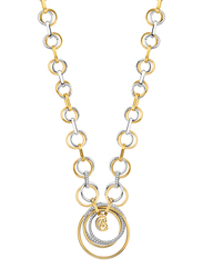 Cerruti 1881 Silver & Gold Plated, 50cm, Stainless Steel White Zircon Pendant Short Necklace for Women, CIJLN2223702