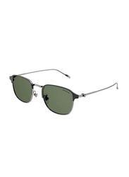 Mont Blanc Full-Rim Square Light Ruthenium Grey Sunglasses for Men, Green Lens, MB0189S 002, 50/20