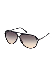 Tom Ford Full-Rim Pilot Black Sunglasses for Men, Gradient Smoke Lens, Ft0909/s 01b, 62/12/140