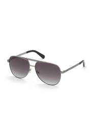 Guess Full Rim Pilot Dark Grey Sunglasses for Men, Grey Lens, GU7822, 01B 56-17