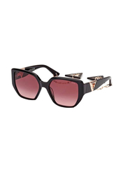 Guess Full-Rim Geometric Glossy Black Sunglasses Unisex, Bordeaux Gradient Lens, Gu7892/s 01t, 55/18/140