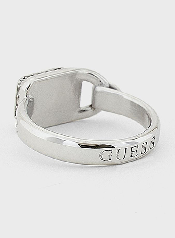 Guess Padlock Ring for Women with White Stone, Silver, EU 54