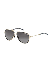 Porsche Design Full Rim Aviator Gold Sunglasses for Men, Grey Lens, P8691 B, 60/14