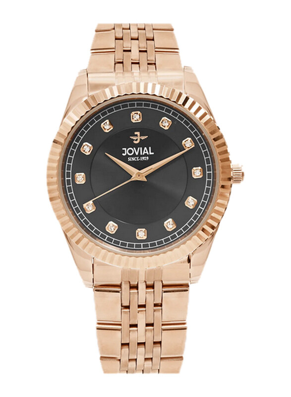 

Jovial Analog Watch for Women with Stainless Steel Band & Water Resistant, 5058LRMQ03E, Rose Gold-Black