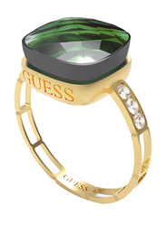 Guess Ring for Women with Green Crystal Stone, Gold, EU 54