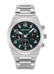 Police Salkantay Analog Watch for Men with Stainless Steel Band, Water Resistant, PEWJK2226703, Silver-Dark Green