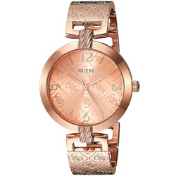 Guess Analog Watch for Women with Metal Band, W1228L3, Rose Gold-Rose Gold
