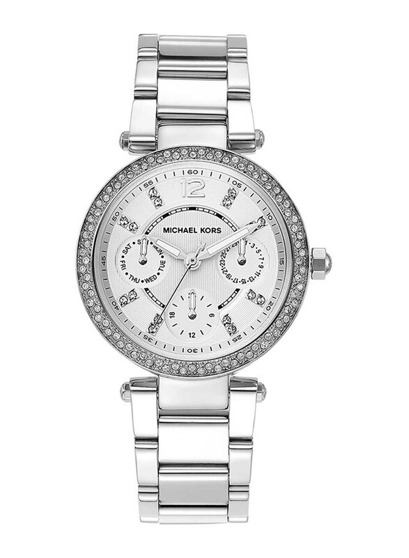 

Michael Kors Analog Watch for Women with Stainless Steel Band, Water Resistant and Chronograph, MK5615, Silver-Mother Of Pearl