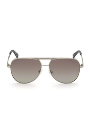 Guess Full Rim Pilot Silver Sunglasses for Unisex, Grey Lens, GU00027, 10B 61-14