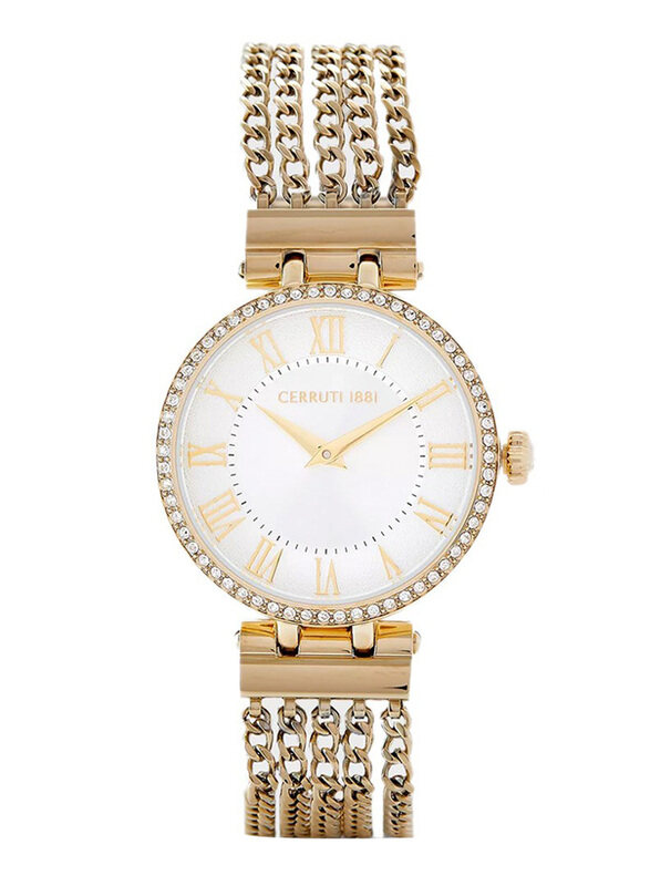 

Cerruti 1881 Analog Watch for Women with Stainless Steel Band, C CRWM26502-S2, Gold-White