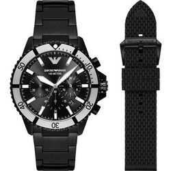 Emporio Armani Analog Watch for Men with Stainless Steel Band, AR80050, Black-Black