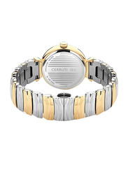 Cerruti 1881 Analog Watch for Women with Stainless Steel Band, Water Resistant, CIWLG2225102, White-Silver/Gold