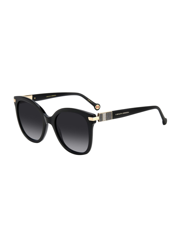 Carolina Herrera Full-Rim Round Black Sunglasses for Women, Grey Lens, 0134/s 807, 55/21/145