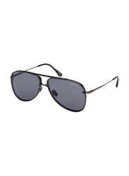 Tom Ford Full-Rim Pilot Shiny Black Sunglasses for Men, Smoke Lens, Ft1071/s 01A, 62/12/140