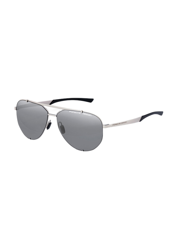 Porsche Design Full Rim Pilot Silver Sunglasses for Men, Grey Lens, P8920 B, 63/14