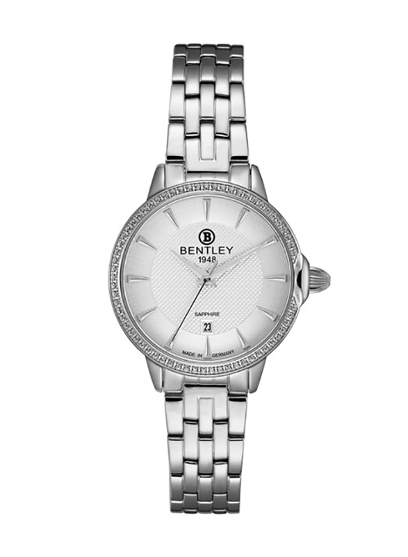 Bentley Analog Quartz Watch for Women with Stainless Steel Band, Water Resistant, BL1827-101WCI, Silver