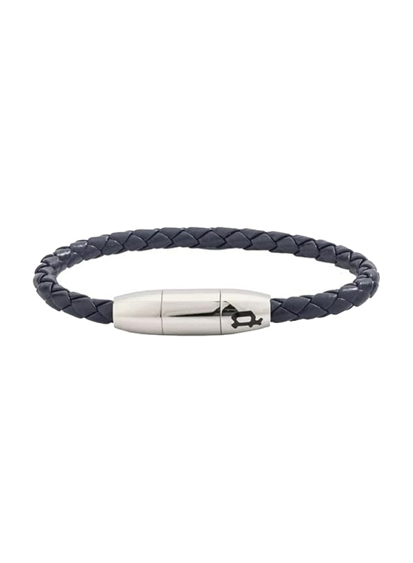 Police Synthetic Solitary Braided Bracelet for Men, P PJ 26429BLN/03, Blue