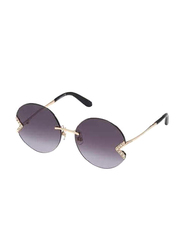 Swarovski Rimless Round Gold Sunglasses for Women, Grey Lens, SK307 32B, 60/18