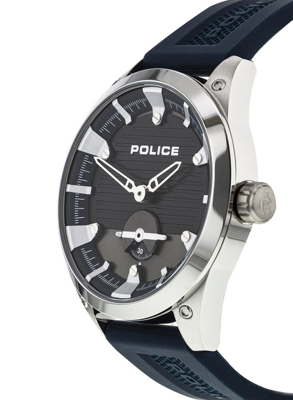 Police Analog Watch for Men with Rubber Band, Water Resistant, Black